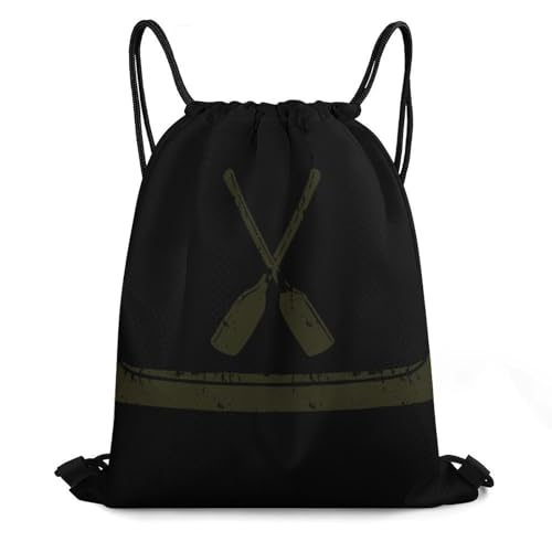 Canoe with Paddle Drawstring Backpack Durable Sport Gym Bags Daypack for Men Women 35 * 42cm