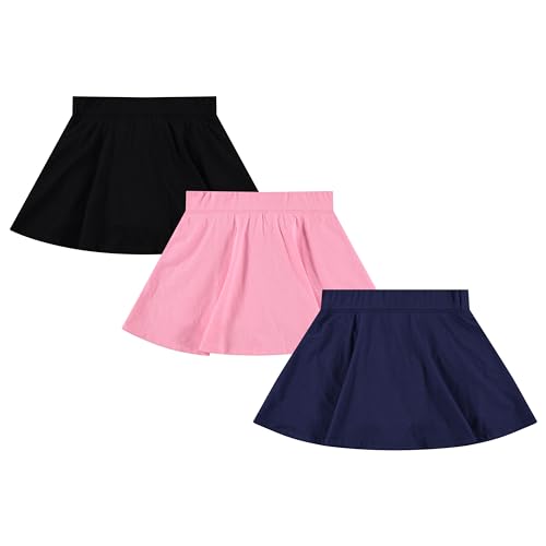 BTween 3 Pack Skorts for Girls - Kids Scooter Skirts - Skirt Layered Shorts with Floral, Solid, Tie Dye or Butterfly Prints