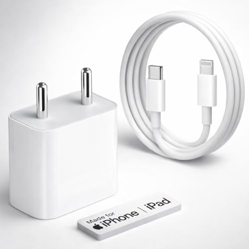 Image of iPhone 20W Original Charger with 3.3 Ft Lightning Braided Cable [2Year Warranty] for iPhone 14 /14Plus /14Pro /14 Pro max /13 /13Pro /13Pro max /12 /12Pro /12mini /11 /X /Xr Series |MFi-Certified (Adapter+Cable)