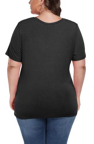 Image of ForHailey Women's Plus Size Short Sleeve Tee Shirt V Neck Basic Ladies Loose Fit T Shirt 1X-5X