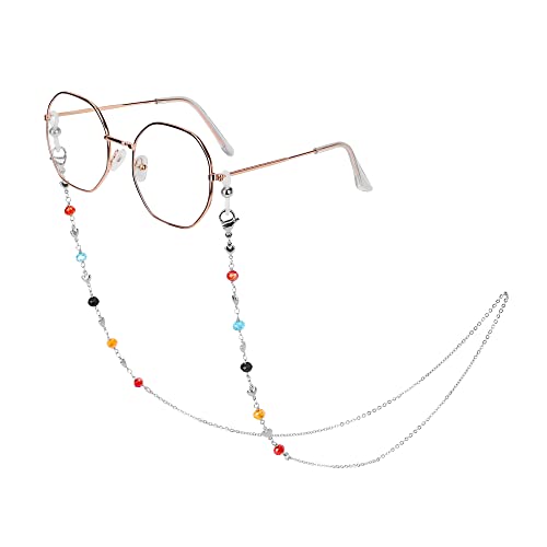 Image of Eyeglass Chain Silver Stainless Steel Handmade Necklace for Reading Glasses Sunglass Beaded Chains for Men Women