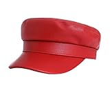 Andongnywell Women Leather Newsboy Hats Cabbie Painter Hat Gatsby Ivy Visor Beret Cap Yacht Captain Sailor Caps Red