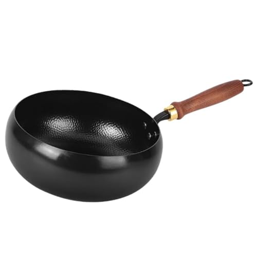 24cm/26cm/28cm 選択可能 中華鍋 木蓋とガラス蓋付属 手作り鉄鍋 深型 無塗層 鉄分補給 軽量省エネ 錆びない IHガス対応 多機能調理鍋 ガラス蓋 槌目鍋 24cm