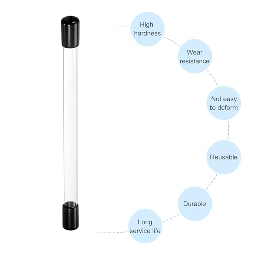 Image of PATIKIL Clear Rigid Tube Round Plastic Tubing with Black Rubber Caps Polycarbonate Water Pipe, 305mm / 12 Inch Length, 11mmx12mm /0.43 inchx0.47 inch, 1 Set