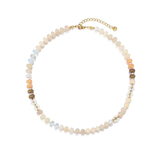 Elegance 11 designs Gemstone Beaded Necklaces For Women Rainbow Natural Stone Boho Waterproof Trendy Necklaces For Women Gift 16.5 inch