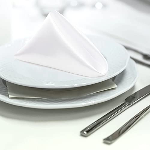25 Pack Cloth Napkins 17 X 17 Inch Square Satin Cloth Napkins, Soft Table Napkins Bright Silk Dinner Napkin Cloth (White) #TOP3