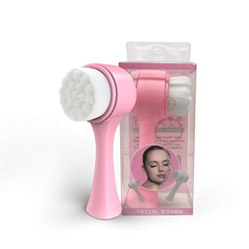 Face Brush, Facial Cleaning Brush Scrubber Silicone Manual Dual Face Wash Brush for Deep Pore Exfoliation Wash Makeup
