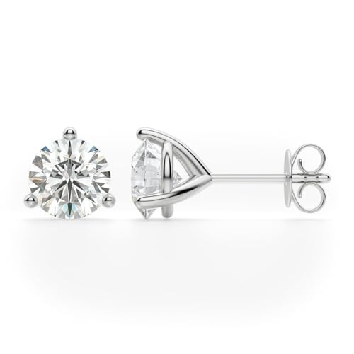 14K White Gold Plated 6mm Round Cut Simulated Diamond Solitaire Stud Earrings 925 Silver2