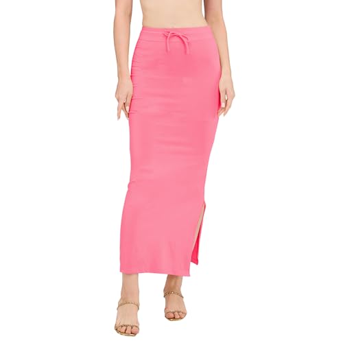 Image of DESI GIRL Cotton Lycra Stretchable Saree Shapewear Petticoat with Drawstring for Women | Fishcut Saree Petticoat with Side Slit for Easy Movement | Saree Shaper | Long inskirt
