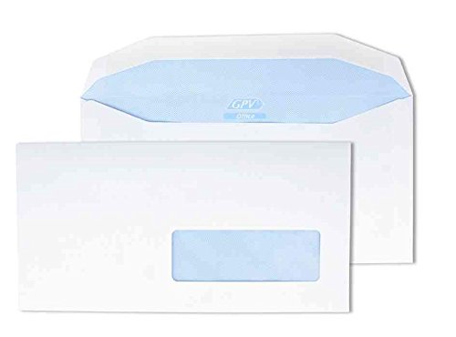 GPV - Boite de 1.000 Enveloppes - Format C6/C5 (114x229 mm), fenêtre de 35x100 mm, qualité papier blanc : 80 g/m2 - Certifié PEFC