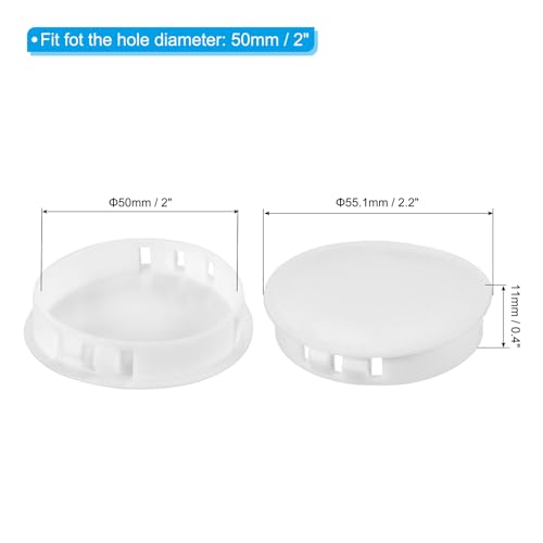 Image of PATIKIL 2 inch /50mm Plastic Hole Plugs, 20Pcs Flush Type Round Hole Plugs Cover Snap in Locking Hole Tube for Table Kitchen Cabinet Furniture, White