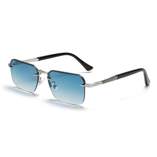 Lunettes de soleil polarisées carrées homme sans monture protection UV extérieur