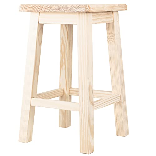 TIENDA EURASIA - Taburetes Cuadrados, Taburete Bar, Taburete Madera, Diseño Nordico, Taburetes Altos Cocina, Bar, Taburetes con Reposapies (32 x 32 x 47 cm)