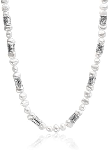 925 Sterling Silver Necklace Rolo On A 20" Chain With Freshwater ...