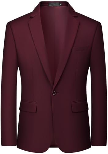 Image of MAGE MALE Men's One Button Suit Jacket Elegant Solid Color Blazers Slim Fit Lightweight Sport Coats Blazer