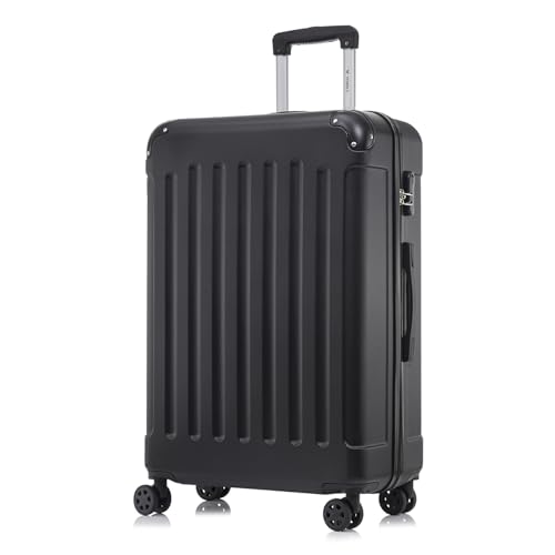 YONSLY Koffer Suitcase XL Schwarz, Trolley Reisekoffer, Rollkoffer Handgepäck mit 4 Rollen...