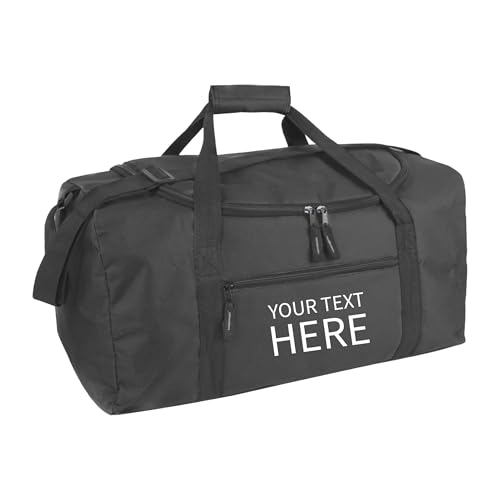 Custom Duffle Bag for Men & Women with Logo & Text (Black)