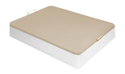 Mobelcenter, Canapé Atenas de 150x190 Abatible con Tapa Transpirable 3D, Arcón de Gran Capacidad, Medidas: Ancho: 150 cm x Alto: 35,1 cm x Fondo: 190 cm (Blanco, 150x190) (1453)