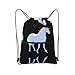 GGNKDL Mochila con cremallera con cordón y diseño de silueta de unicornio Imagen de GGNKDL Mochila con cremallera con cordón y diseño de silueta de unicornio