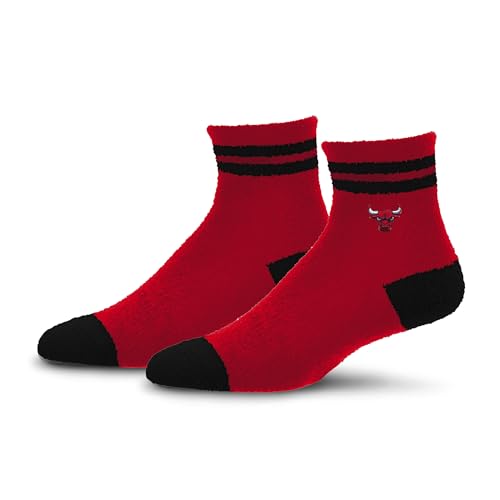 For Bare Feet NBA CHICAGO BULLS Cozy Two Stripe Quarter Sock Team Color OSFM