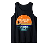 Je préfère pêcher avec mon père - fille coucher de soleil rétro Débardeur