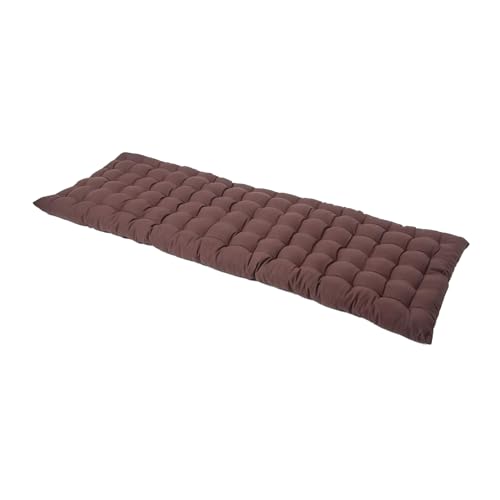Image of HOMESCAPES Chocolate Brown Garden Bench Cushion 3 Seater Seat Pad for Patio Furniture Kitchen or Dining Bench Indoor & Outdoor Use Comfortable 100% Cotton Modern Tufted Style Thick Cushion 143cm Wide