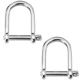 Laorde Marine Grade 316 Stainless Steel Wide D Shackle, 1/2', 3/8', 5/16', 1/4', Clevis Anchor Shackle for Boat, Sailboat, Chain, Rigging Clasp (5/16 inch 2 Pack)