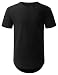 URBANCREWS Mens Hipster Hip Hop Basic Solid Longline T-shirt BLACK XLARGE