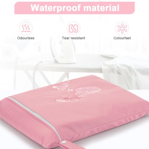 AOOSA 2PCS Wet Bags, Reusable Cloth Diaper Bags with Handle and Zipper, Lightweight Waterproof Travel Laundry Bag, Washable Wet Dry Bag for Baby Items Travel Beach Swimming Gym Camping(Black&Pink)