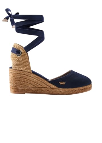 Image of Viscata Sagaro Espadrille Canvas Wedges with Ankle Laces Spain Handmade 2 inch Heel Women's Sandals with Breathable Organic Cotton Canvas and 100% Natural Jute for all Occasions: Casual, Work, Party