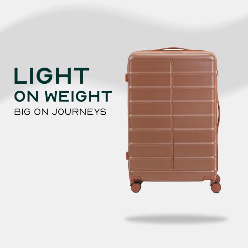 Image of Assembly Odyssey Trolley Bag Set of 2 20, 24 Inch (55 & 65cm) Hard Shell Polycarbonate Luggage Set Lightweight with TSA Lock 8 Spinner Wheels Brown