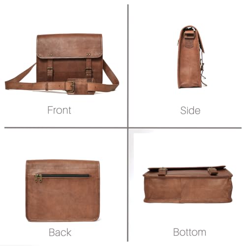 The Leather Room 13" Inch Leather Messenger Bag Vintage Satchel Bag by The Leather Room - Used condition - Image 8