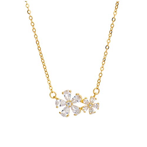 Colliers pour femmes en argent sterling avec pendentif fleur en or pour anniversaire