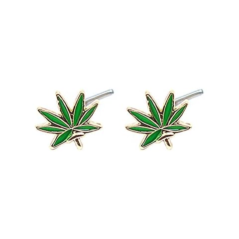 Yooce 420 Leaf Nose Ring Nose Stud L Shape Nose Hoop Screw Piercing Jewelry, 2Pcs Cover