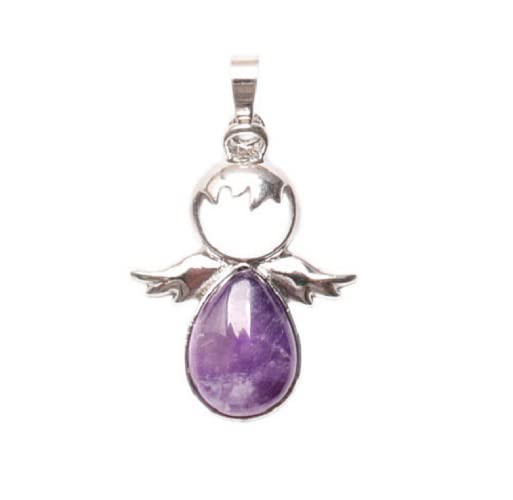 ASTROGHAR Natural Amethyst Angel Shaped Crystal Gem Grade Quality Crystal Pendant For Men And Women