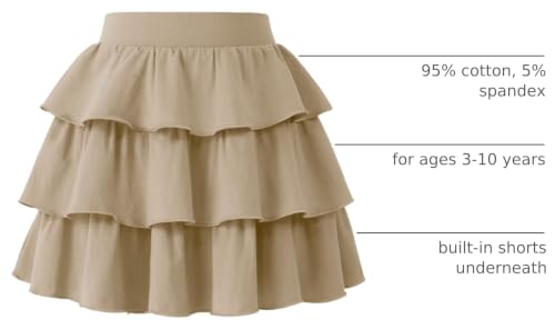 Image of KEREDA Girls Skirt Kids 3-Layer Ruffle Skort School Uniform Skirt for Girls