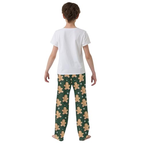 Boys' Pants Star Gingerbread Man Dark Green Long Bottoms Jogger Pants Elastic Waist Trousers with Pockets S-XL3