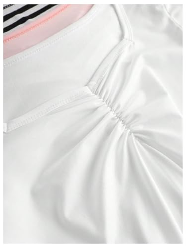 COZYEASE Girl's Long Sleeve V Neck T-Shirt Ruched Soft Basic Fitted Shirt Pack of 43