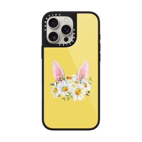 Coque iPhone 16 Pro Max CASETiFY Glaze Lapin fleuri noir compatible MagSafe