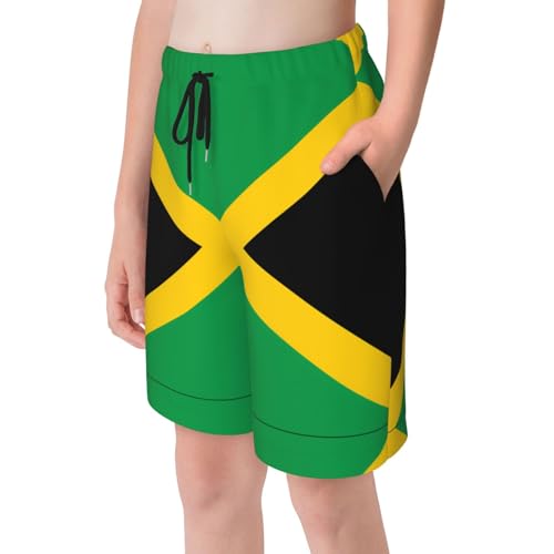Flag of Jamaica Youth Beach Pants, Soft and Breathable, with Drawstring Waist, Suitable for Sports and Leisure.4