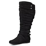 mysoft Womens Extra Wide Calf Boots Knee High Slouchy Flat Wide Width Tall Shoes Side Zippers