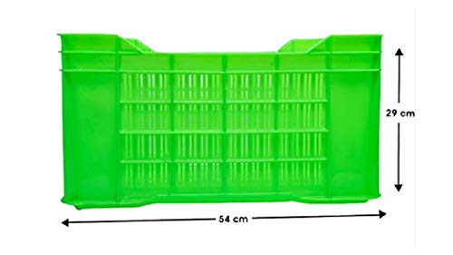 Heavy Duty Plastic Crate Multipurpose Crates Storage & Organizer for Home 54x36x29cm Green Set of 4