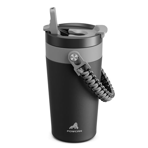 16 oz Insulated Coffee Mug for Travel: 2-in-1 Straw Flip Lid