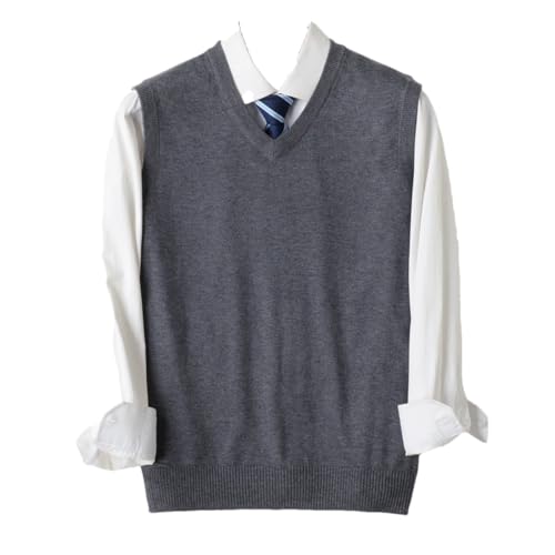 Dcvmvmn Men's Autumn Knitted Vest Pullover Fashion V-Neck Casual All-Match Loose Sleeveless Sweater