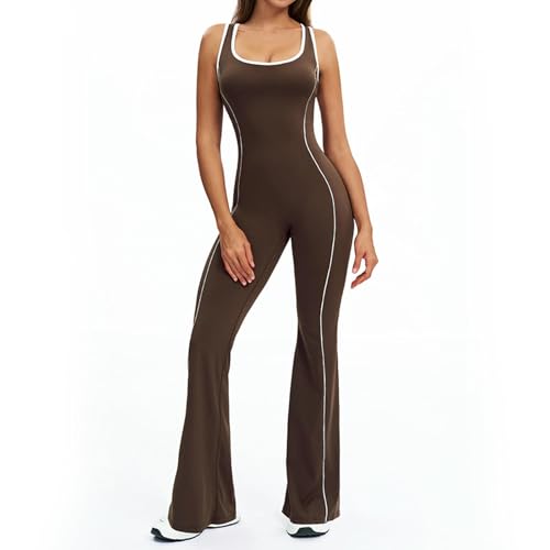 Ropa de yoga para mujer en color violeta claro mono deportivo acampanado plisado talla s 4