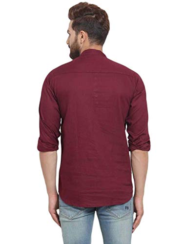 Men's Tunic Cotton Red Kurta/Shirt Indian Casual Summer Kurta Only (Large)3