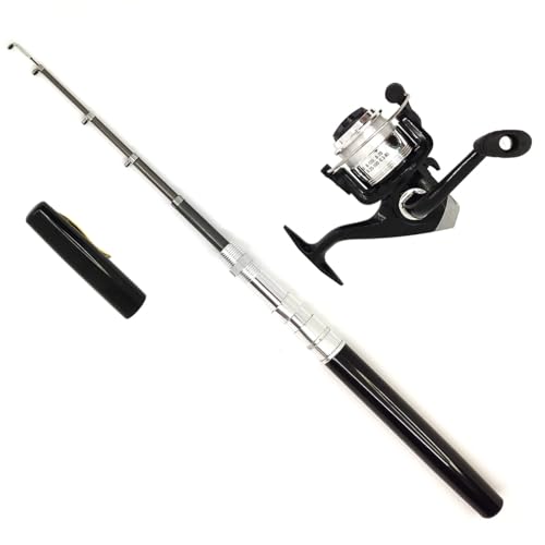 Portable Small Pen Fishing Rod And Spinning Reel Combo, 38inches Pocket Mini Fishing Kit Telescopic Fishing Pole For River Lake Reservoirs Ice And So On (Fishing Rod and Reel Combos)