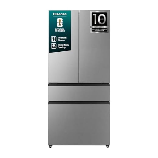 Hisense RF540N4SBI2 French Door Kühl-Gefrierkombination/ NoFrostPlus/ Inverter-Kompressor/ ConvertActive/ CrispZone/ 181,7 cm/ Kühlteil 302 l/ Gefrierteil 178 l/ 40 dB/ 310 kWh/ Jahr/ Inox-Look