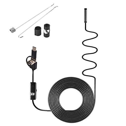 angelHJQ Cámara De Inspección USB 3 En 1, Boroscopio para Teléfono Móvil con Android, Endoscopio Industrial De Mano para Tuberías Automotrices, con 6 Luces LED, Cable Semirrígido Cover