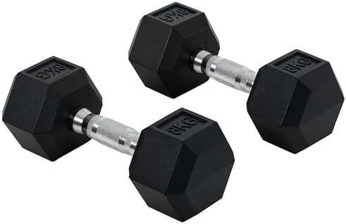 HOMCOM Juego de Mancuernas Hexagonales, 2x4 kg a 2x15 k...